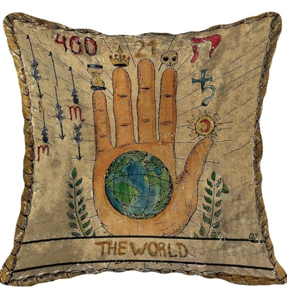 4 Tarot Card Tapestry Art Pillow Covers Sun Moon Star World 18x18 Square Zip New - Picture 5 of 6